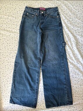 Edikted Women's Wide Leg Carpenter Jeans - Dark Blue Denim